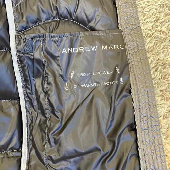 Andrew Marc Sz L Lightweight Packable Premium Down Jacket Quilted Long Silver - Picture 16 of 16